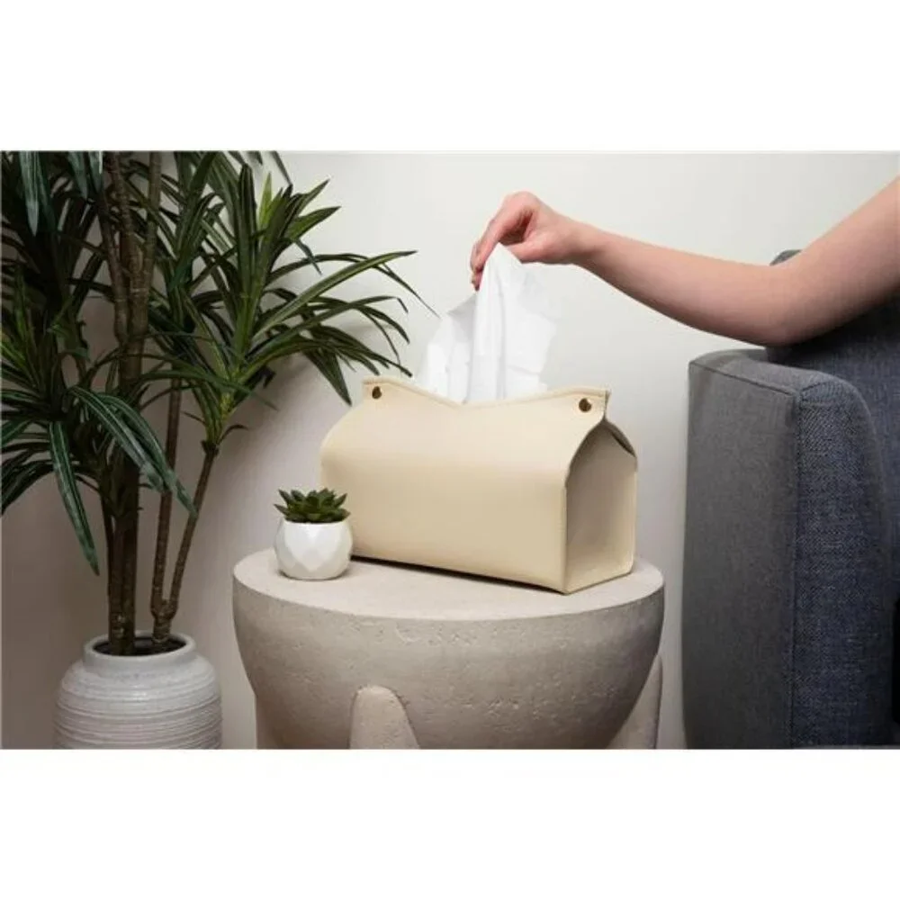 Rectangular leather tissue box cover decorative tissue holder for home office ca